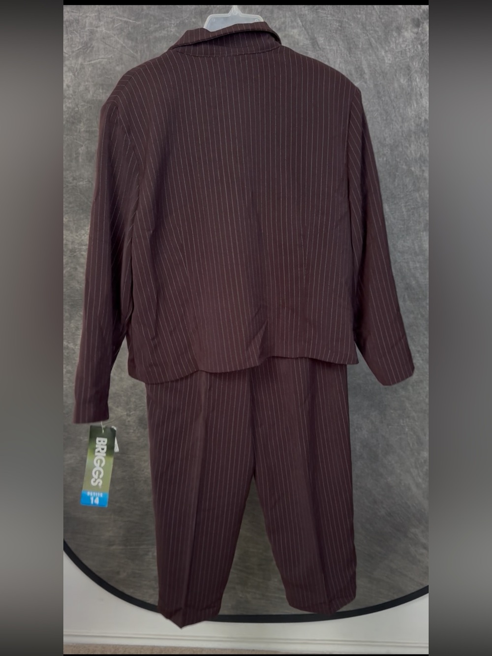Briggs Petite Brown Pinstripe 2 Piece Pant Suit Set NWT Size 14P Career Office - Picture 4 of 11